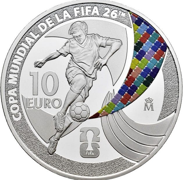Moneda 10 euros plata mundial 2026 reverso