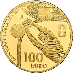 Moneda 100 euros oro mundial 2026 reverso