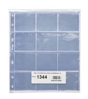 Pack 10 fundas Pardo para billetes universal 12 alojamientos ref. 134400