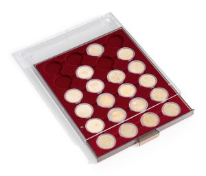 Bandeja Leuchtturm para monedas con capsula 35mm 24 divisiones color humo ref. 301417