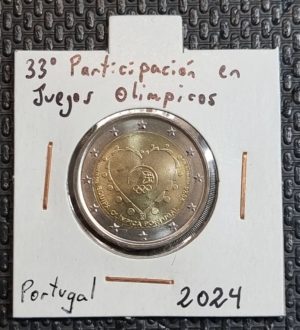 Moneda 2 euros conmemorativa de Portugal 2024 de la 33° participación en Juegos Olímpicos