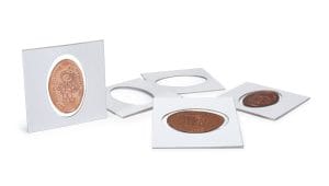 Pack 100 unidades cartones para monedas Leuchtturm pennies - Souvenir - 5 centimos autoadhesivos ref. 370441