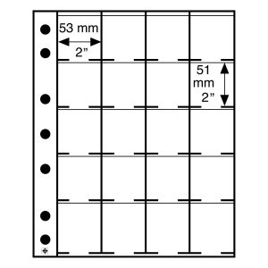 Pack 5 hojas Leuchtturm para monedas con cartón 20 alojamientos ref. 324851