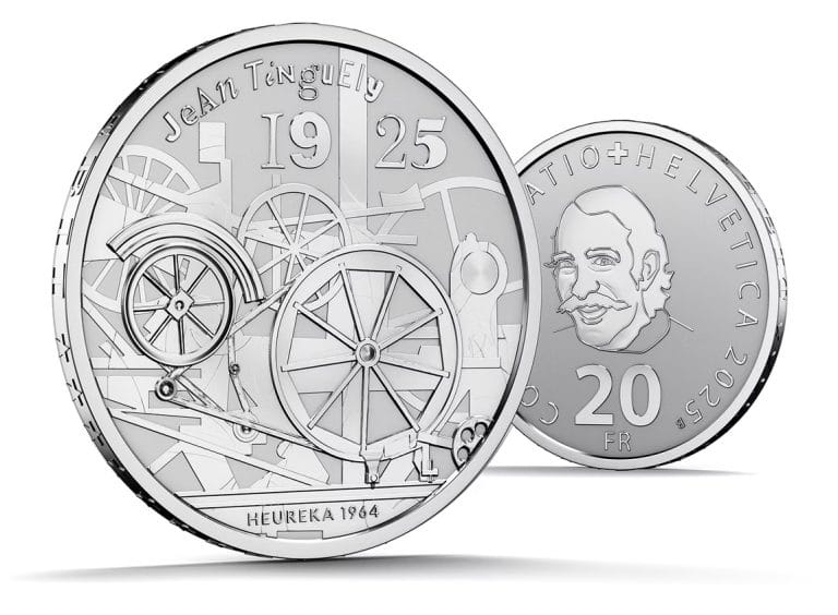20 Francos de Suiza sobre el centenario del nacimiento de Jean Tinguely