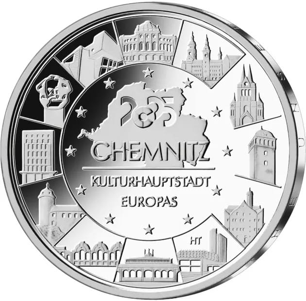 20 euros de plata de Chemnitz Capital Europea de la Cultura Anverso