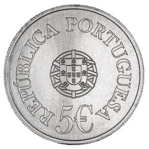 5 euros de Portugal 2025 del 200 aniversario del nacimiento de Camilo Castelo Branco Anverso