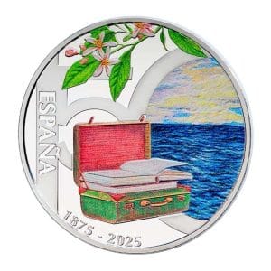 10 euros de plata de 2025 del 150 aniversario de Antonio Machado Anverso