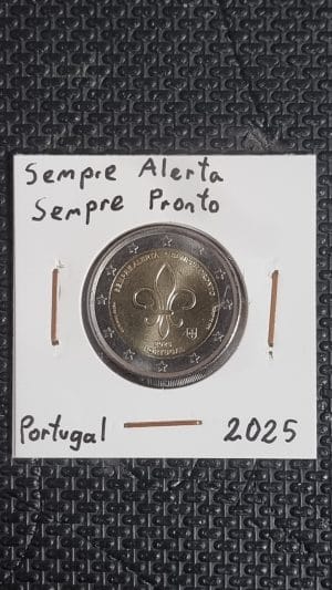 Moneda 2 euros conmemorativa de Portugal 2025 Sempre Alerta Sempre Pronto