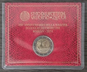 Vaticano 2 euros 150 aniversario nacimiento Marconi