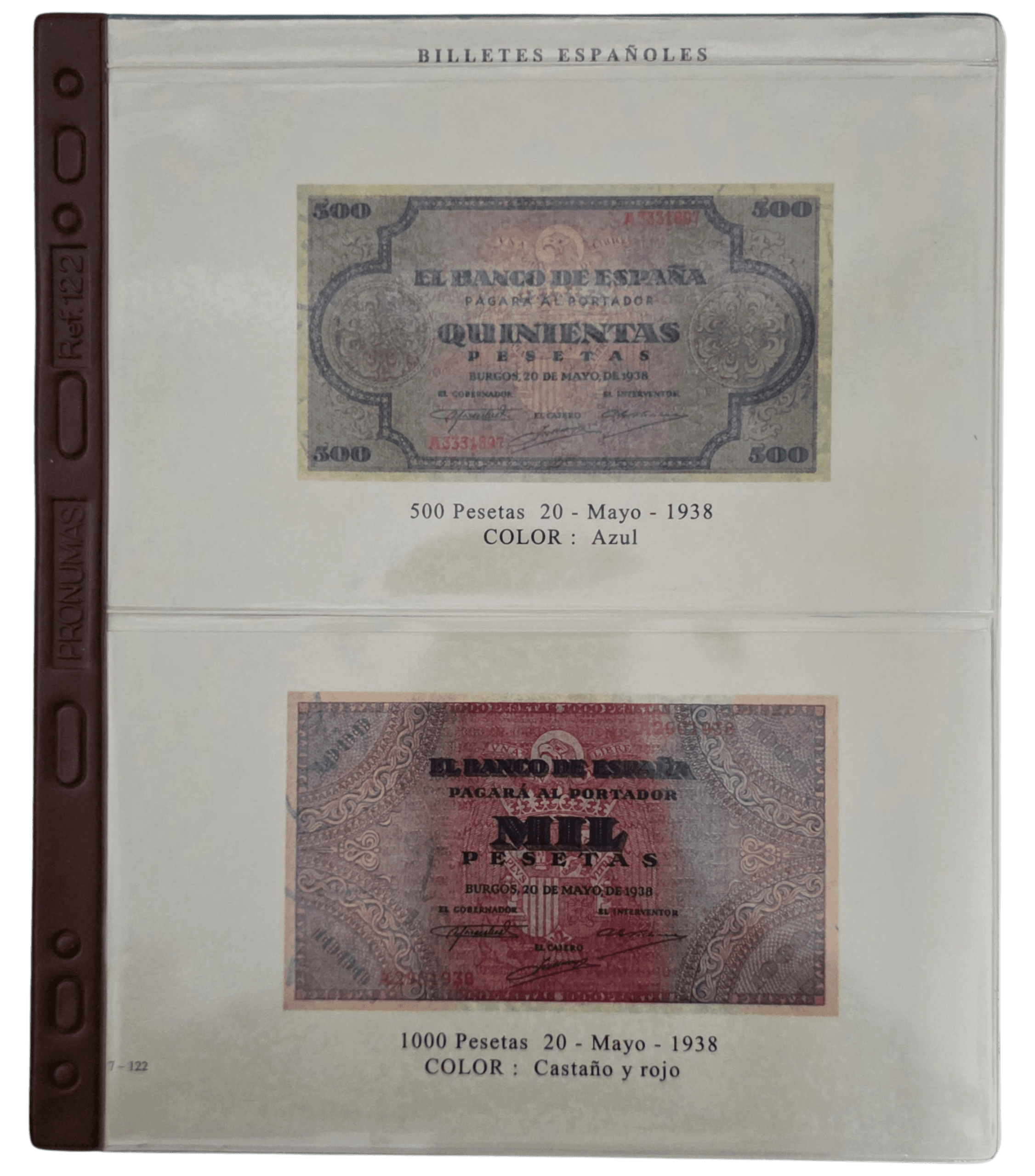 Cartulina Pronumas para álbum billetes Estado Español 1936-1939 (9)
