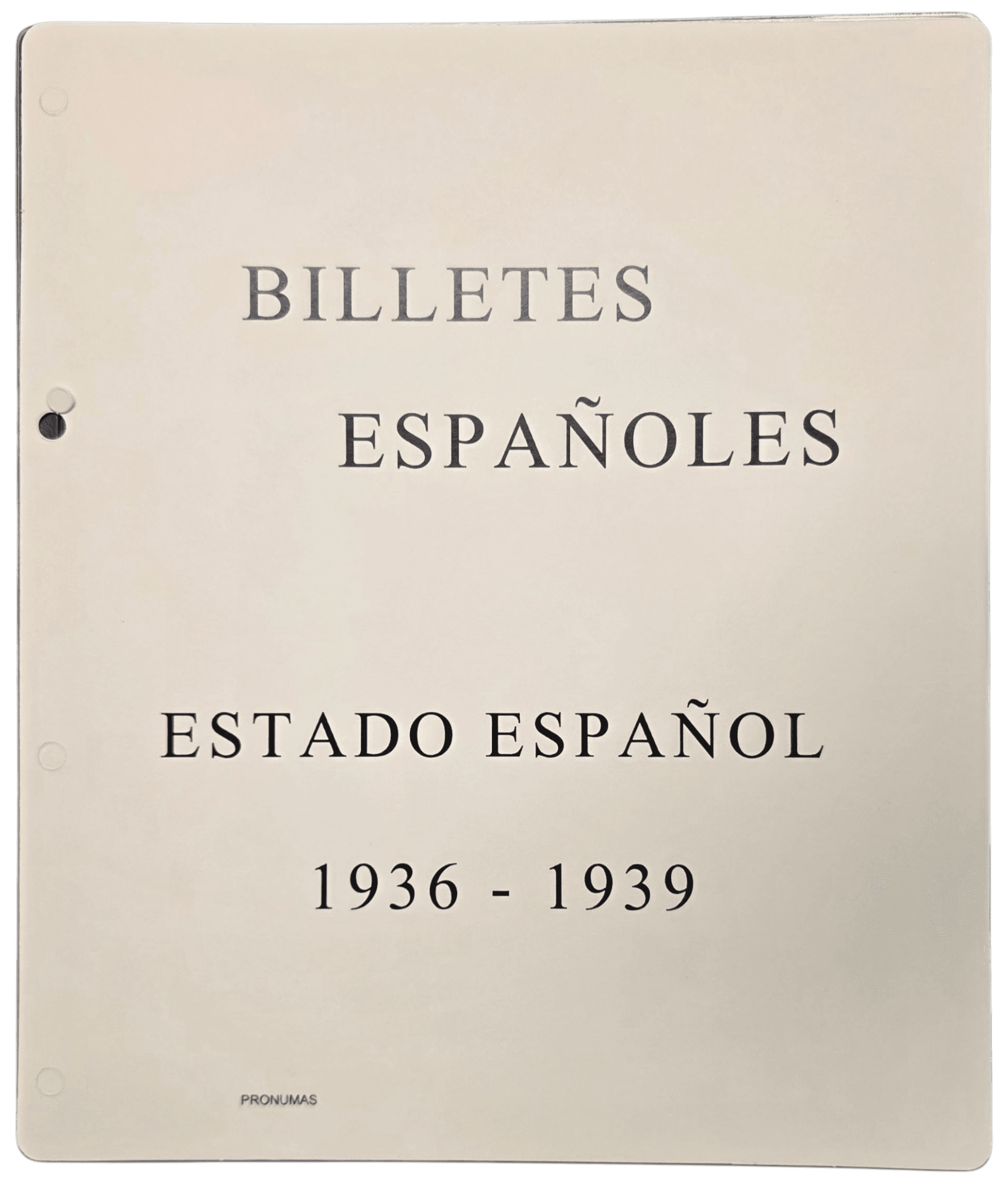 Cartulina Pronumas para álbum billetes Estado Español 1936-1939