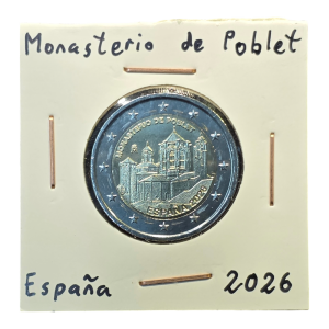 Moneda 2 euros conmemorativa España 2026 del Monasterio de Poblet