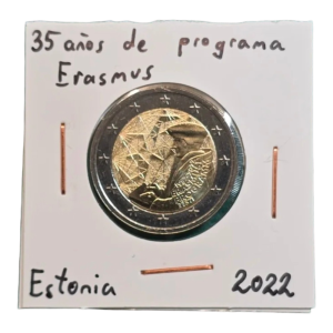 Moneda 2 euros conmemorativa Estonia 2022 de 35 años programa Erasmus