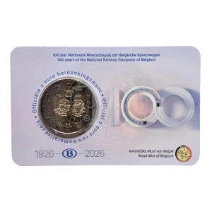 Coincard 2 euros Bélgica 2026 SNCB 100 años Ferrocarril Holandes
