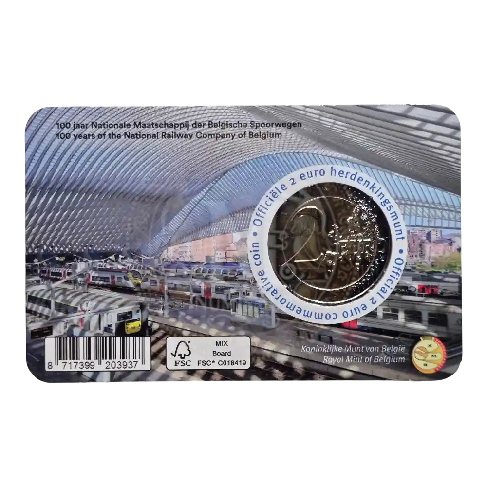 Coincard 2 euros Bélgica 2026 SNCB 100 años Ferrocarril francés (1)