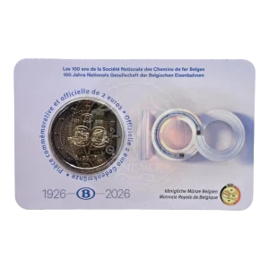 Coincard 2 euros Bélgica 2026 SNCB 100 años Ferrocarril francés