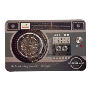 Coincard Moneda 2 euros Finlandia 2026 100 años Yle radiodifusión (1)