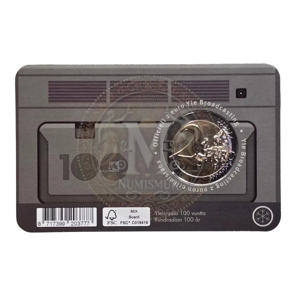 Coincard Moneda 2 euros Finlandia 2026 100 años Yle radiodifusión