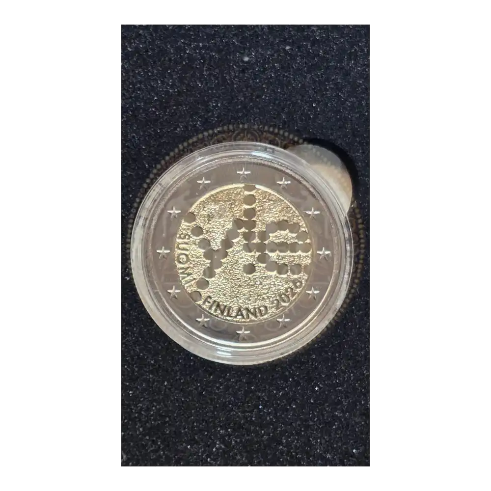Moneda 2 euros Proof Finlandia 2026 100 años Yle radiodifusión (1)