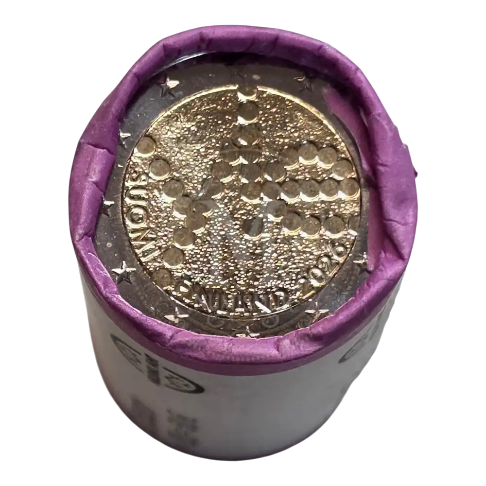 Rollo moneda 2 euros Finlandia 2026 100 años Yle radiodifusión (1)