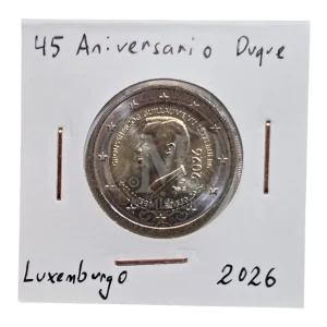 Moneda 2 euros Luxemburgo 2026 45 aniversario Duque Guillaume