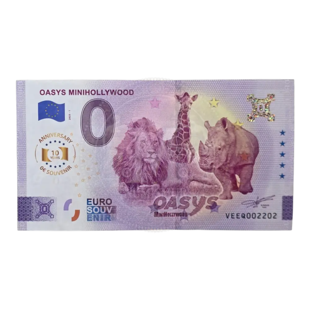 Billete 0 euros 2025 Oasys Minihollywood Anniversary