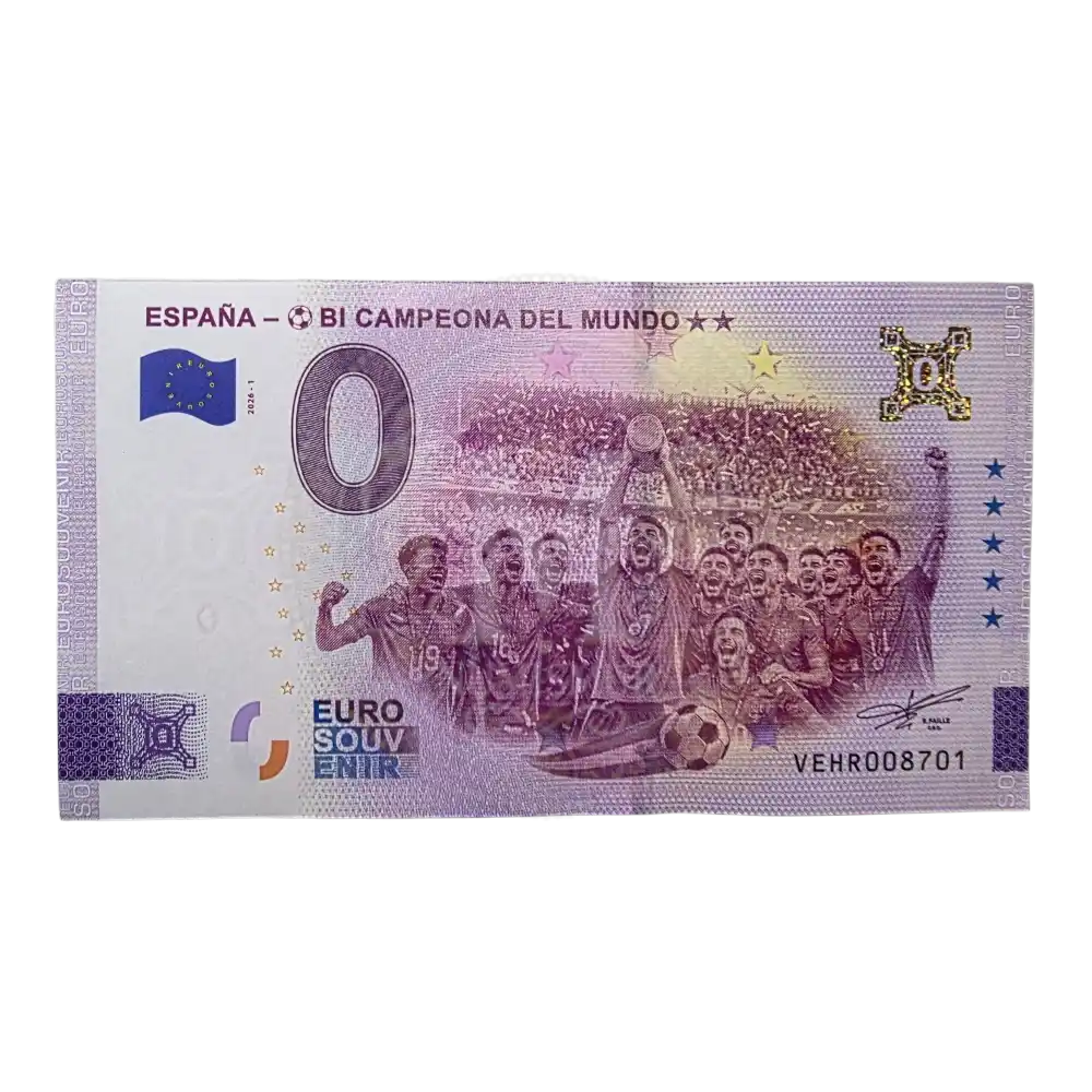 Billete 0 euros 2026 España Bi Campeona del Mundo versión oro