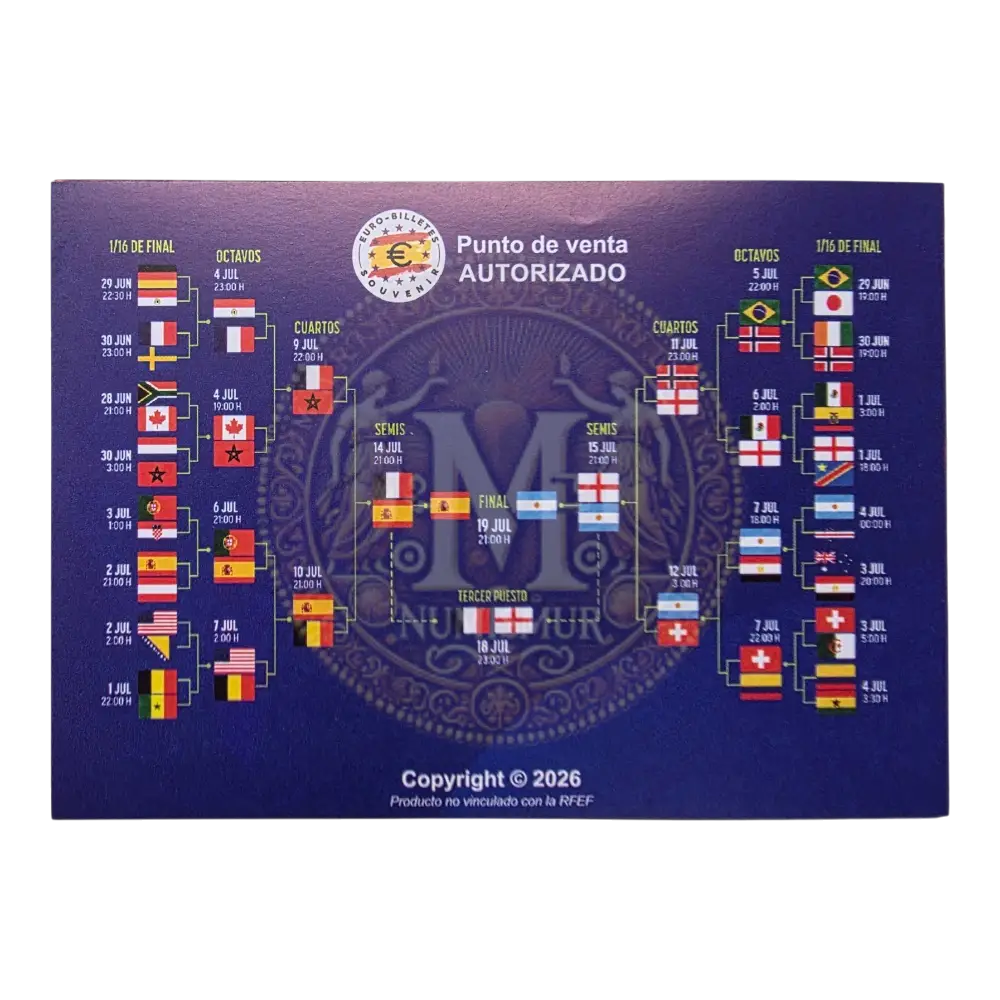 Billete 0 euros 2026 España Bi Campeona del Mundo versión plata (3)