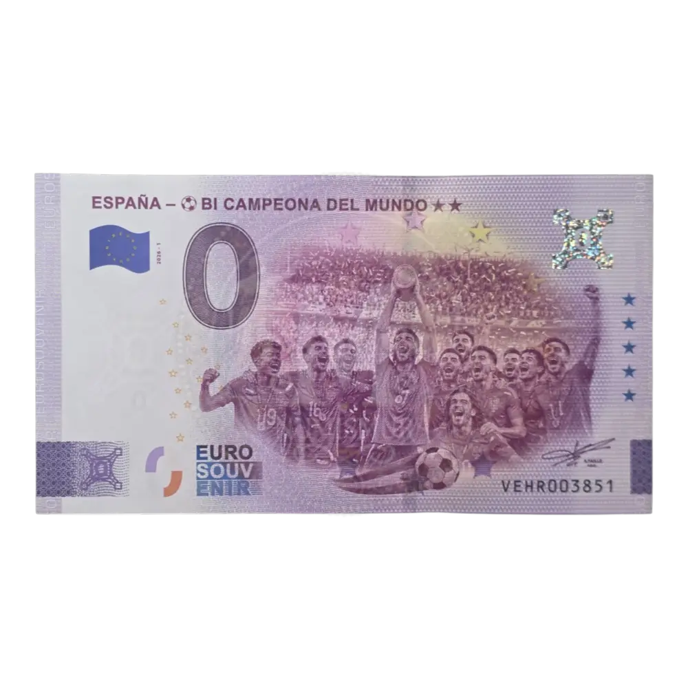 Billete 0 euros 2026 España Bi Campeona del Mundo versión plata