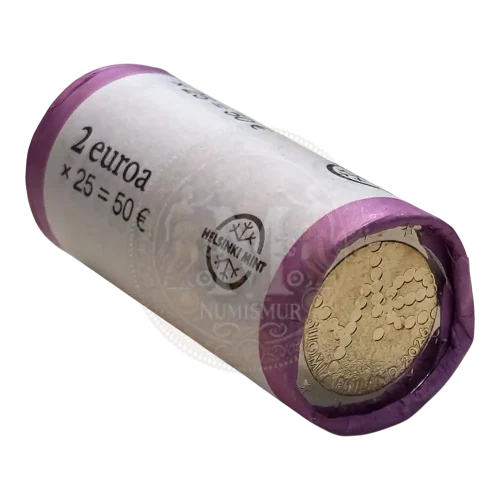 Rollo moneda 2 euros Finlandia 2026 100 años Yle radiodifusión Rollo moneda 2 euros Finlandia 2026 100 años Yle radiodifusión